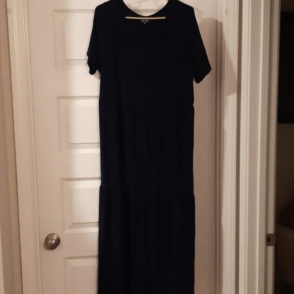 Nicole Miller Navy Blue Tiered Maxi Dress 2x - Picture 5 of 5